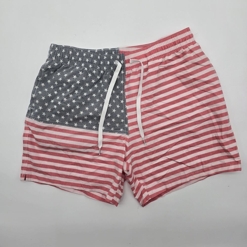 Chubbies Swim Trunks Mens 5.5 Inch Blue Red Flag 4th July Brief Mesh Liner
